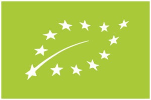 EU organic logo on a green background, symbolising certified organic products
