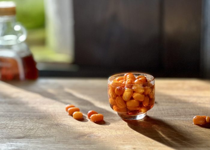 Sea buckthorn berries with maple syrup