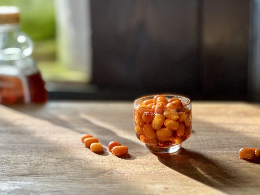 Sea buckthorn berries with maple syrup