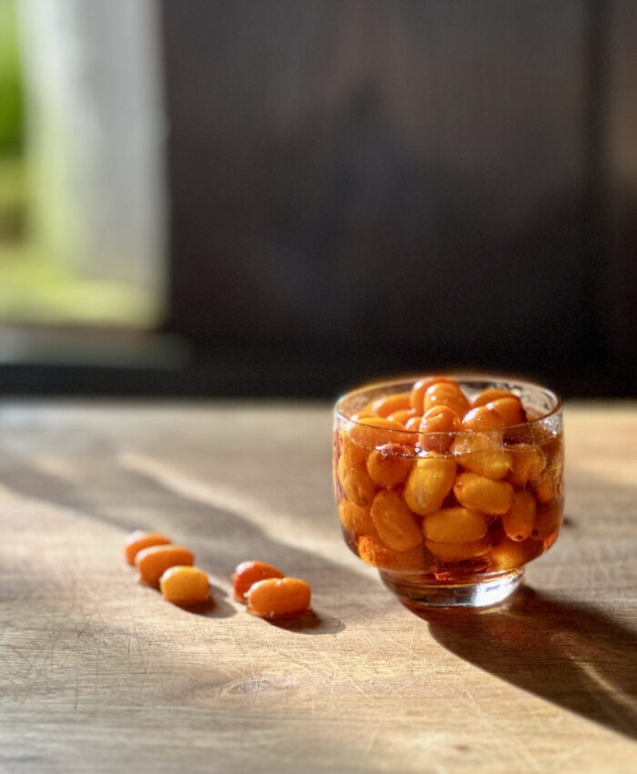 Sea buckthorn berries with maple syrup